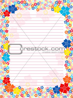 Notepad blank with floral multicolour frame