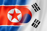 North Korea and South Korea flag