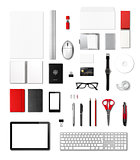 Office supplies mockup template, white background