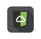 vector icon web shield with cloud for node js framework - isolated flat design illustration long shadow on while
