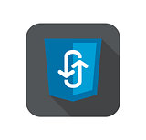 Illustration of blue shield with programming technology ajax asynchronous JavaScript, isolated web site development icon