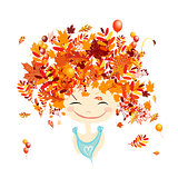 Female portrait with autumn hairstyle for your design