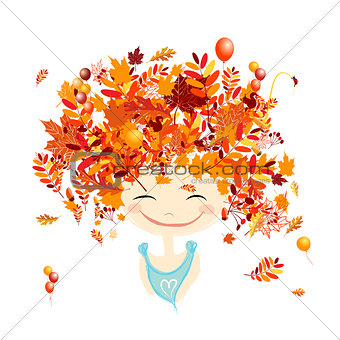 Female portrait with autumn hairstyle for your design