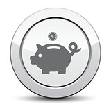 Piggy bank - saving money. silver button