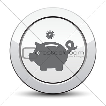 Piggy bank - saving money. silver button