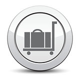 Luggage trolley vector icon, silver button
