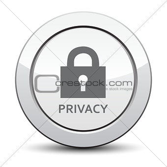 privacy lock icon, silver button. eps 10