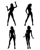Four girls silhouettes