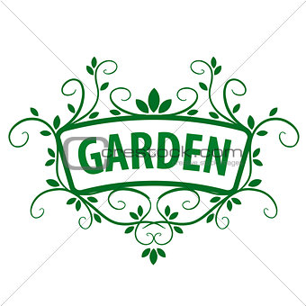 Green vector logo ornament from plants for the garden