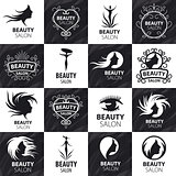large set of vector logos for beauty salon