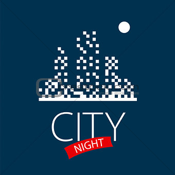 vector logo night city and moon