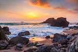Seascape at Sunset time,  the ocean coast, Portugal