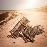 Lobster traps on beach