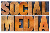 social media word abstract in wood type