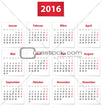 2016 German calendar