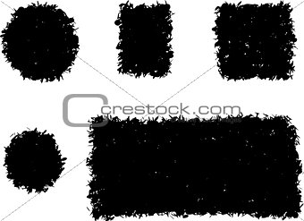 grunge shape square and round black silhouette on white