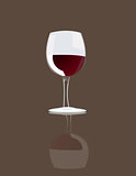 Wineglass with red wine vector