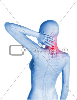 3D female figure with neck pain
