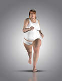 3D overweight female running
