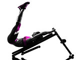 woman fitness  bench press crunches exercises silhouette