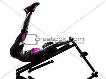 woman fitness  bench press crunches exercises silhouette