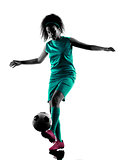 teenager girl child  soccer player isolated silhouette