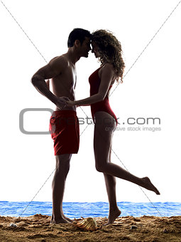couple lovers kissing on the beach