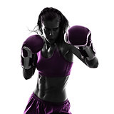 woman boxer boxing kickboxing silhouette isolated
