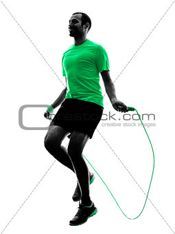 man jumping rope exercises fitness silhouette