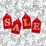 White discount labels and red labels with sale text