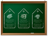 Hand drawn discount labels on chalkboard