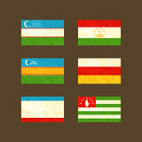 Flags of Uzbekistan, Tajikistan, Karakalpakstan, South Ossetia, Crimea and Abkhazia