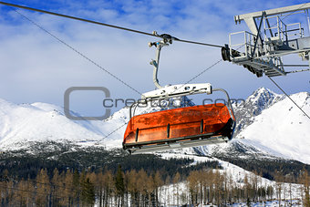 Skilift on winter resort