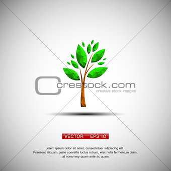 Web icon Green tree. Vector illustration. Flat design style.