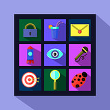 Basic Flat icon set for Web and Mobile Application. News, communications.