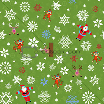 Christmas seamless pattern with Santa and others