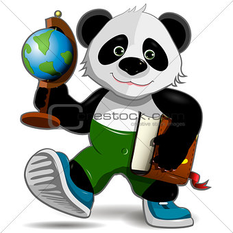 Panda with globe