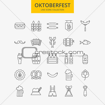 Line Oktoberfest Icons Big Set