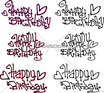 happy birthday wish hand drawn liquid curly graffiti fonts