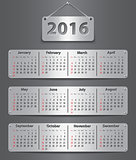 2016 English calendar