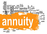 Annuity word cloud with orange banner