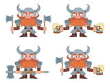 Dwarfs with beer mugs and axes, set