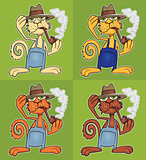 cat with hat smoking pipe cartoon vector illustration