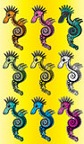 cartoon textured colored sea horse vector illustration