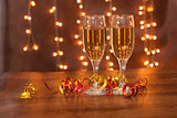 New year, champagne glasses, horizontal