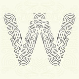 Vector Mono Line style Geometric Font Your for Text, Slogan, Template or Advertising. Golden Monogram Design element for Labels and Badges. Letter W