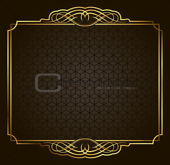 Calligraphic Retro vector gold frame on dark background. Premium design element