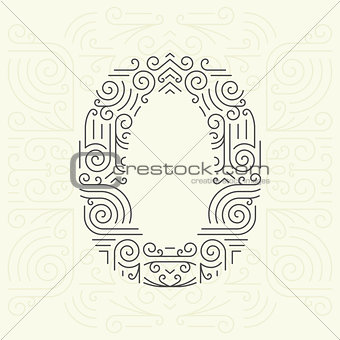 Vector Mono Line style Geometric Font for Your Text. Golden Monogram Design element for Labels and Badges. Number 0