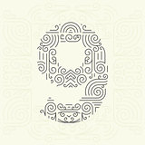Vector Mono Line style Geometric Font for Your Text. Golden Monogram Design element for Labels and Badges. Number 9