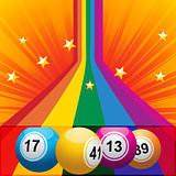 Bingo balls coming out from a rainbow